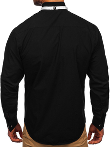 Košulja muška elegantna dugih rukava crna Bolf 4702 leptir kravata+dugmad za orukvice