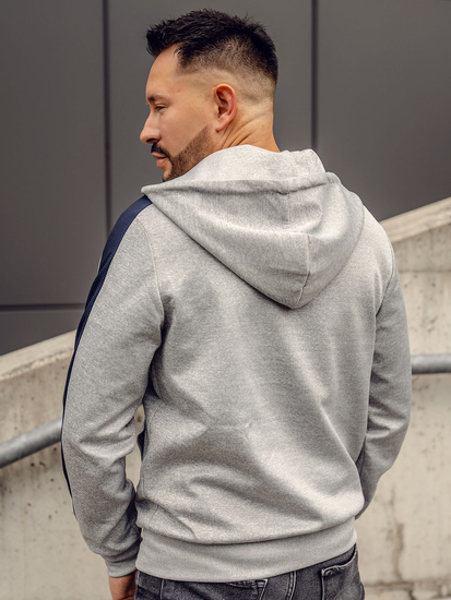 Siva dukserica na zip muška s kapuljačom Bolf 27B8121