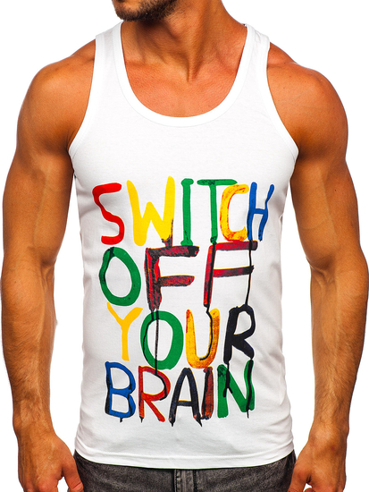 Bijela boxer majica tank top s printom Bolf 14837