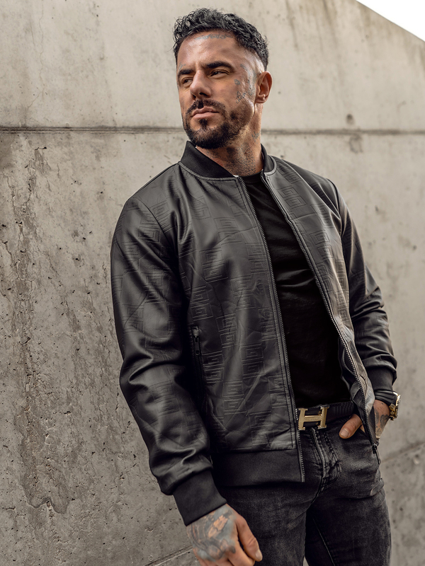 Crna kožna bomber jakna muška Bolf 3A65A