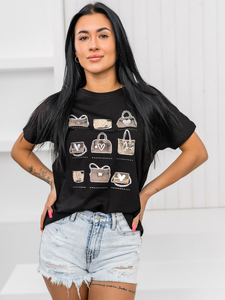 Ženska majica s printom Crna Bolf 95T2531