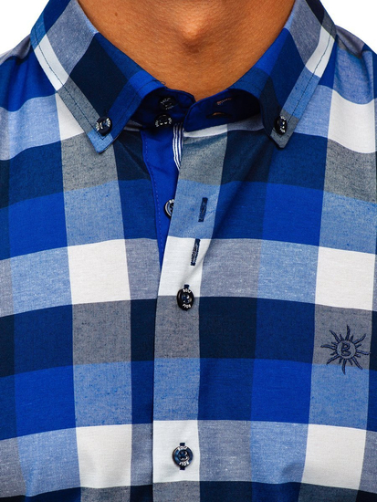 Košulja muška karirana kratkih rukava tamnoplava Bolf 5532