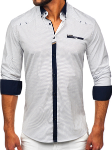 Bijela elegantna muška košulja s dugim rukavima Denley 19603