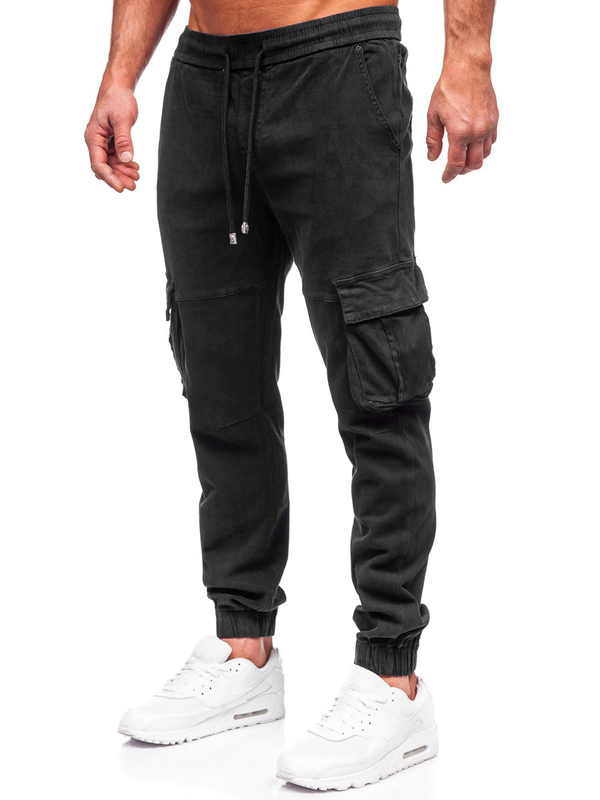 Crne muške traper cargo joggers hlače Bolf MP0105N