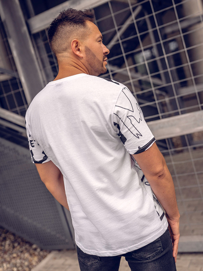 Bijela pamučna muška majica s printom Bolf KS1972