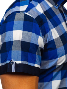 Košulja muška karirana kratkih rukava tamnoplava Bolf 5532