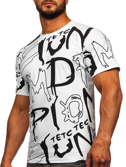 Bijela pamučna muška majica s printom Bolf KS1972