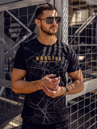 Muška pamučna majica s printom Crno Bolf SS10935A