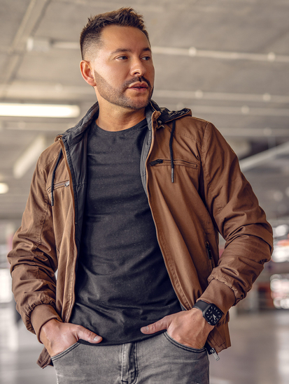 Muška smeđa prijelazna pamučna jakna Bolf 84M3010A