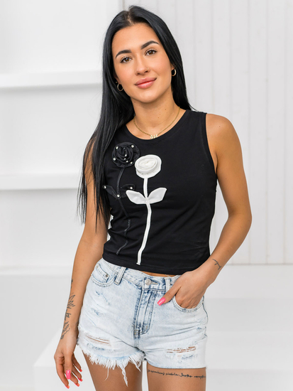 Ženska majica bez rukava s printom Crna Bolf 96T653