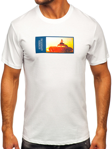 Muška pamučna majica s printom Bijela Bolf MPO3559