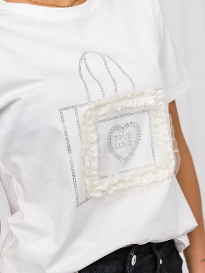 Ženska majica s printom Bijela Bolf 97T2102