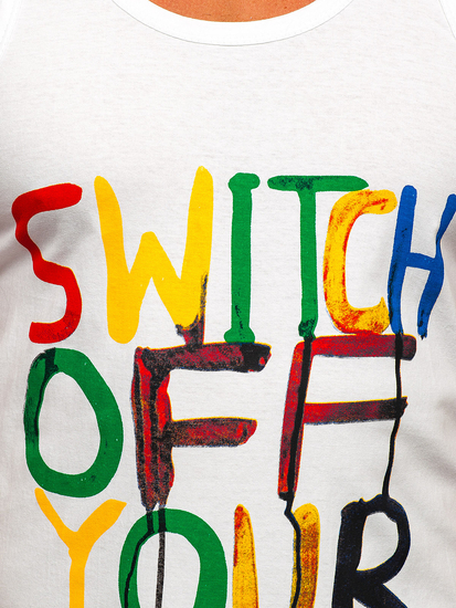 Bijela boxer majica tank top s printom Bolf 14837