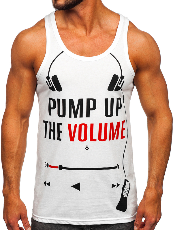 Bijela boxer majica tank top s printom Bolf 14835