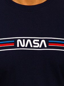 Tamnoplava pamučna muška majica kratkih rukava sa printom Bolf 5052