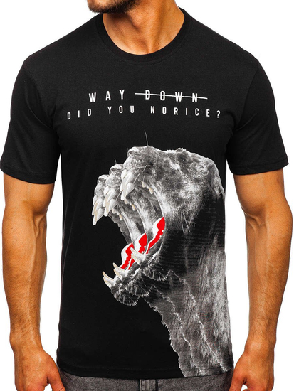 Crna majica muška s printom Bolf 10821