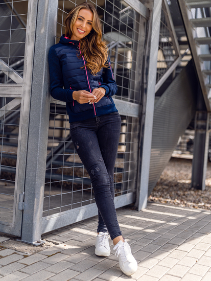 Ženska prijelazna majica-jakna s kapuljačom tamnoplava Bolf KSW4001A