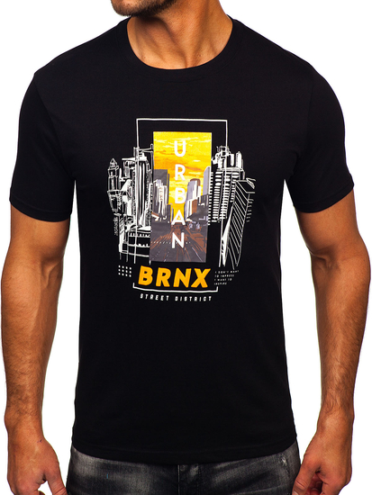 Muška pamučna majica s printom Crna Bolf MPO3452