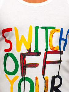 Bijela boxer majica tank top s printom Bolf 14837