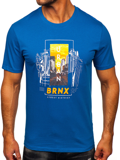 Muška pamučna majica s printom Plava Bolf MPO3452