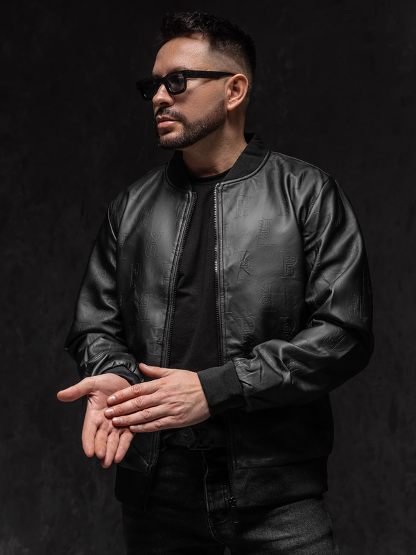 Crna muška kožna bomber jakna Bolf 3A66A1