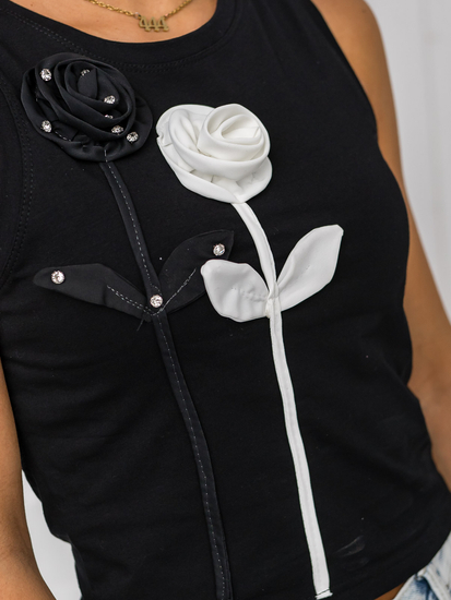 Ženska majica bez rukava s printom Crna Bolf 96T653