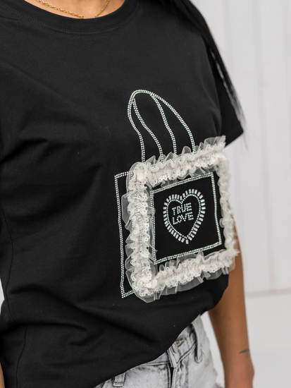 Ženska majica s printom Crna Bolf 97T2102