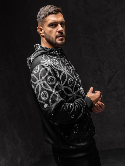 Muška majica s kapuljačom s patentnim zatvaračem Crna Bolf 27B8122A1