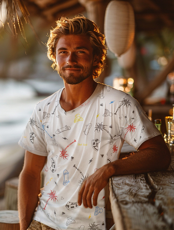 Bijela muška majica s printom Bolf 1150A2