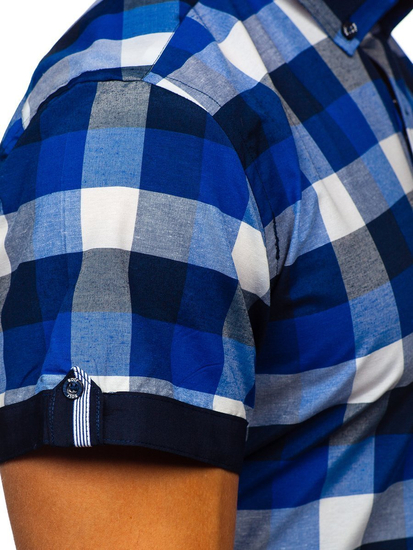 Košulja muška karirana kratkih rukava tamnoplava Bolf 5532