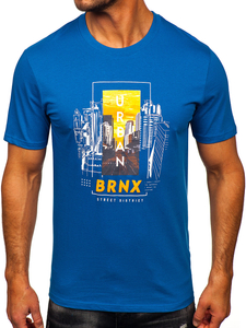 Muška pamučna majica s printom Plava Bolf MPO3452