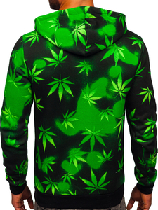 Crno-zelena s printom dukserica muška s kapuljačom Bolf 141006