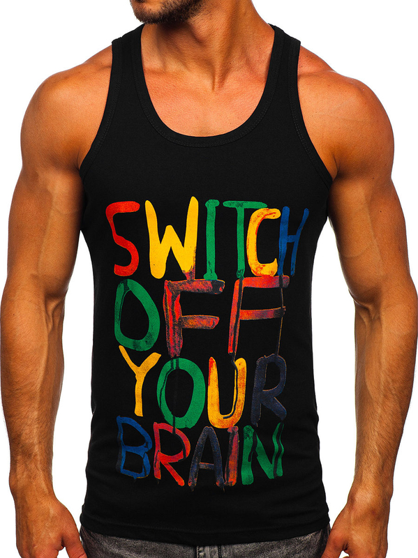 Crna boxer majica tank top s printom Bolf 14837