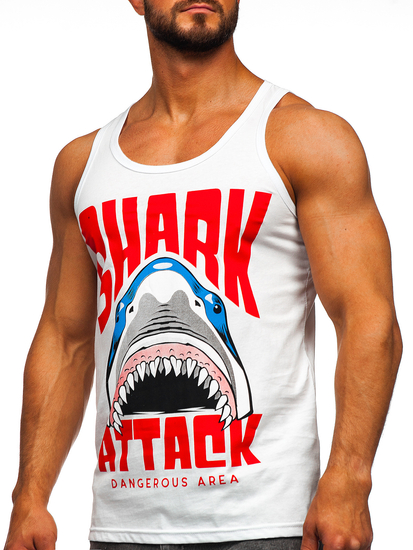 Bijela muška tank top bokser majica s printom Bolf 143028