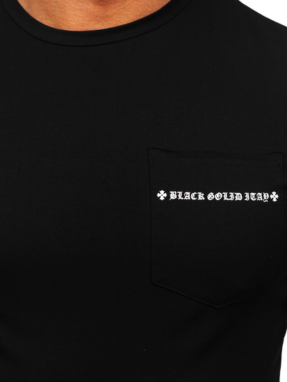 Crna muška majica s printom i džepom Bolf MT3044