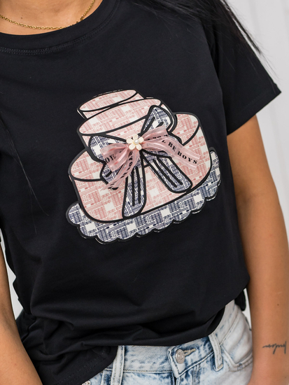 Ženska majica s printom Crna Bolf 97T2113