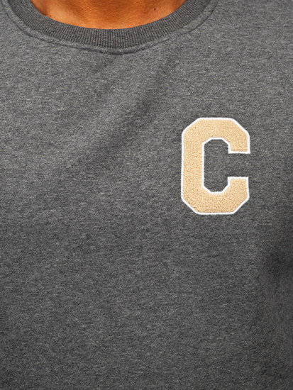 Grafitna muška majica bez kapuljače s printom Bolf MF2019