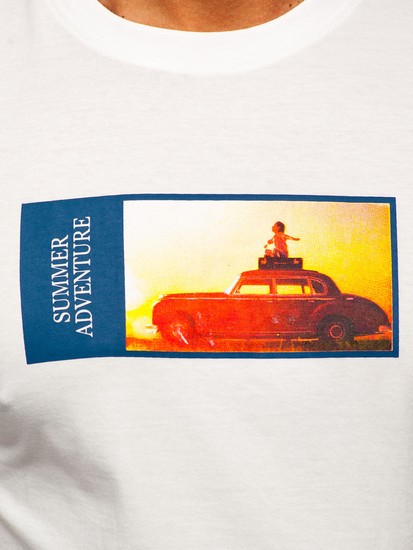 Muška pamučna majica s printom Bijela Bolf MPO3559