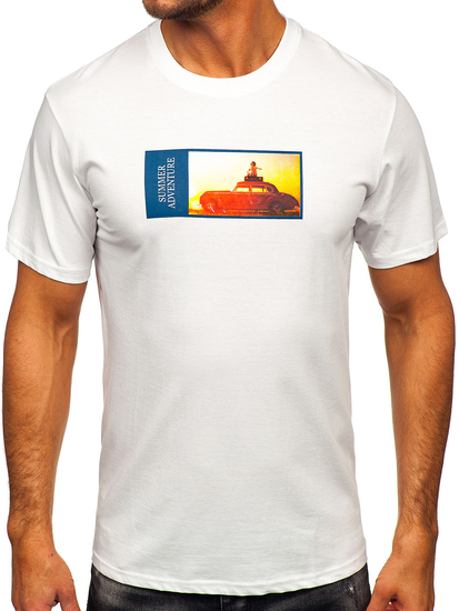 Muška pamučna majica s printom Bijela Bolf MPO3559