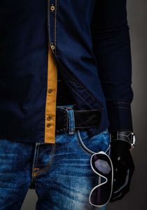 Elegantna muška košulja dugih rukava Mornarsko plava Bolf 3703A