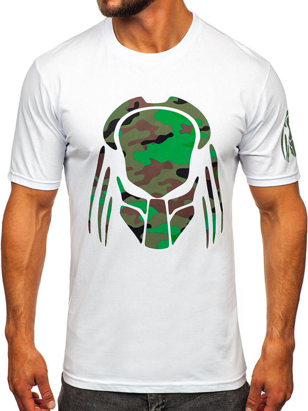 Bijela pamučna muška majica s printom Bolf 192379