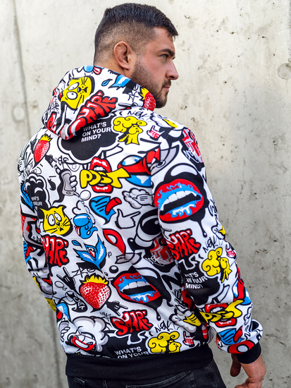 Višebojna muška dukserica s printom s kapuljačom Bolf 141003