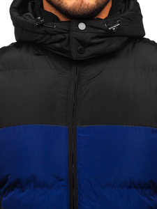 Tamnoplavi prošiveni prsluk muški s kapuljačom Bolf 1189