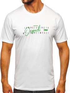 Bijeli pamučni muški t-shirt s printom Bolf 5032