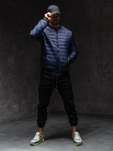 Tamnoplava prijelazna prošivena muška bomber jakna Bolf MY-02A1