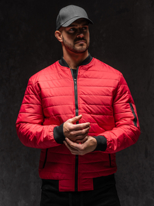 Crvena prijelazna prošivena muška bomber jakna Bolf MY-02A1