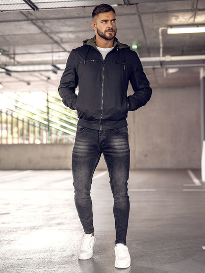 Crna pamučna prijelazna muška jakna Bolf 84M3010A