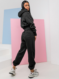 Crni dvodijelni komplet ženske trenirke Bolf 8C79