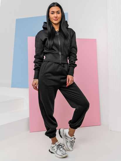 Crni dvodijelni komplet ženske trenirke Bolf 8C79