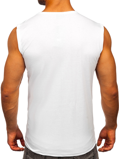 Bijela muška majica tank top s printom Bolf 14811